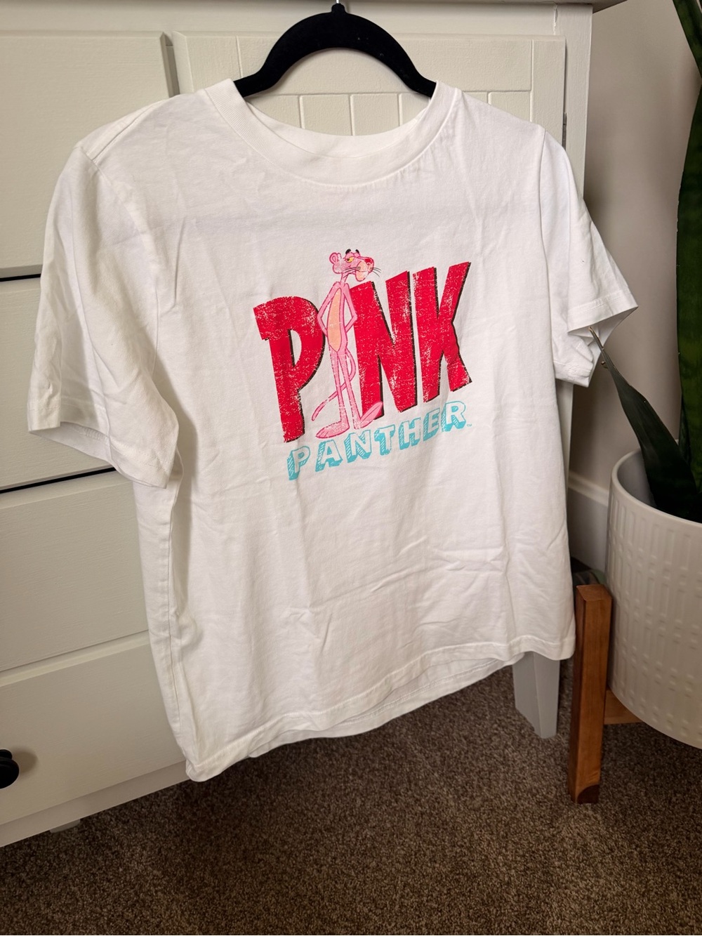Pink Panther Graphic Tee - White with Pink Design
